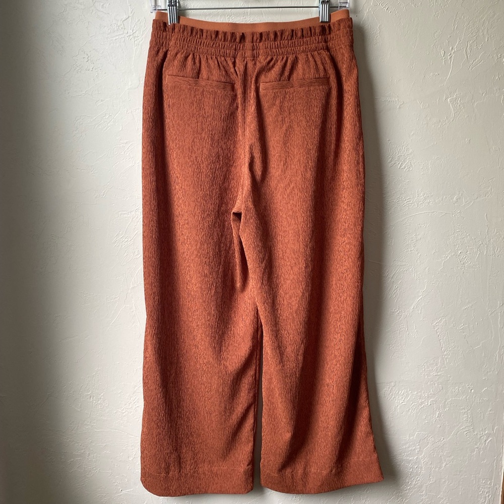 Athleta Eco Wide Leg Crop Pants Sunbaked Clay Mid Rise Stretch Size 6 - Picture 4 of 6